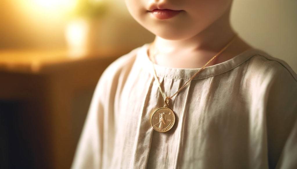 Médaille de baptême en or blanc : un bijou lumineux et raffiné